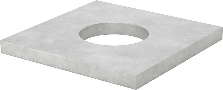 Korozyona Dayanıklı Galvanizli Çelik Kare Pul, 1-1/4" Vida Boyutu için, 1.312" ID, 3" Genişlik