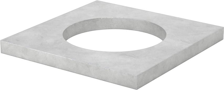 Korozyona Dayanıklı Galvanizli Çelik Kare Pul, 1-3/4" Vida Boyutu için, 1.938" ID, 3" Genişlik