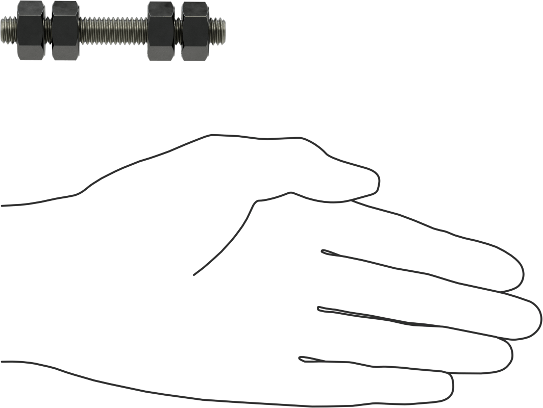 Altıgen Somunlu Dişli Çubuk, B7 Sınıfı, 3/8"-16 Diş Boyutu, 3" Uzunluk