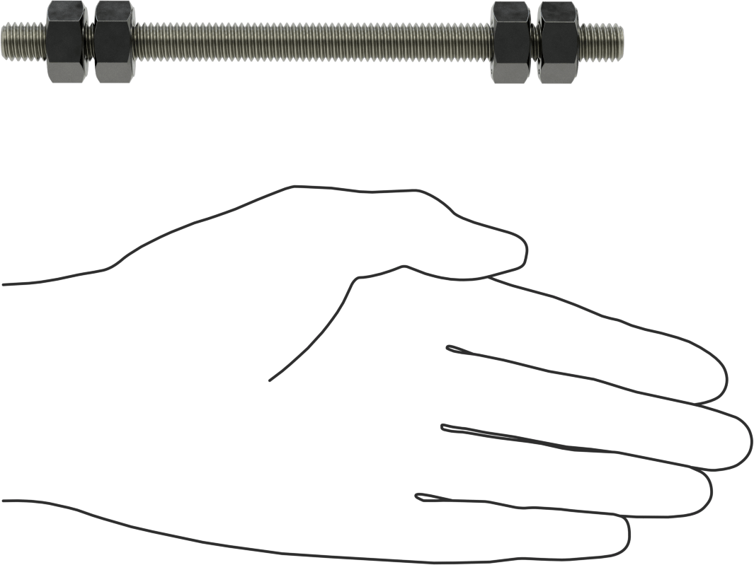 Altıgen Somunlu Dişli Çubuk, B7 Sınıfı, 3/8"-16 Diş Boyutu, 6 inç Uzunluk