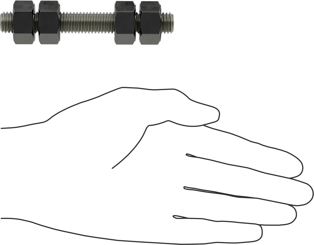 Altıgen Somunlu Dişli Çubuk, B7 Sınıfı, 1/2"-13 Diş Boyutu, 4" Uzunluk
