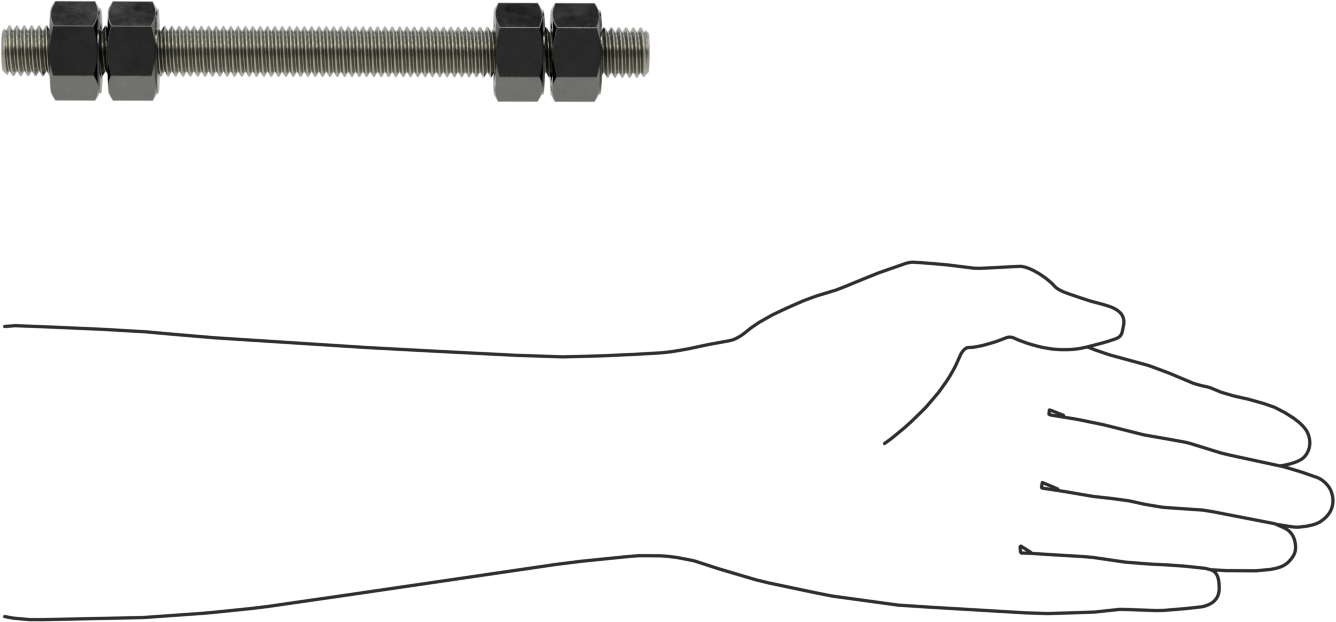Altıgen Somunlu Dişli Çubuk, B7 Sınıfı, 5/8"-11 Diş Boyutu, 8" Uzunluk