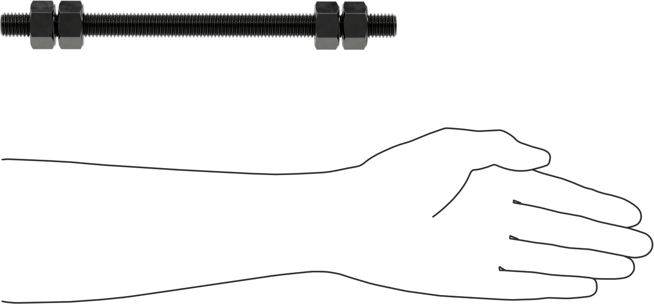Altıgen Somunlu Dişli Çubuk, B7 Sınıfı, 5/8"-11 Diş Boyutu, 10" Uzunluk