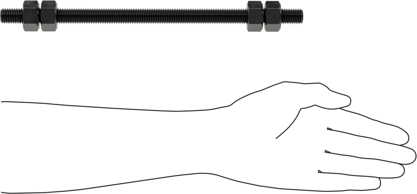 Altıgen Somunlu Dişli Çubuk, B7 Sınıfı, 5/8"-11 Diş Boyutu, 12" Uzunluk