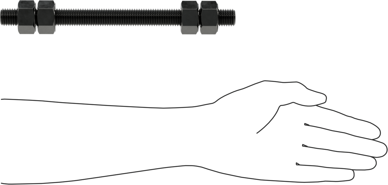 Altıgen Somunlu Dişli Çubuk, B7 Sınıfı, 3/4"-10 Diş Boyutu, 10" Uzunluk