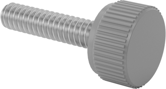 Plastik Başlı Parmak Vidaları, Tırtıklı, 4-40 Diş Boyutu, 1/2" Uzunluk