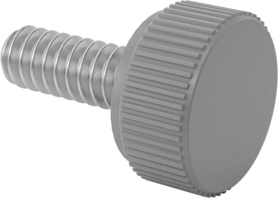 Plastik Başlı Parmak Vidaları, Tırtıklı, 6-32 Diş Boyutu, 3/8" Uzunluk
