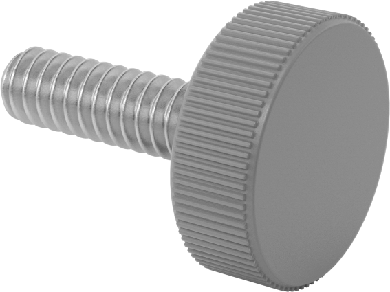 Plastik Başlı Parmak Vidaları, Tırtıklı, 10-24 Diş Boyutu, 5/8" Uzunluk