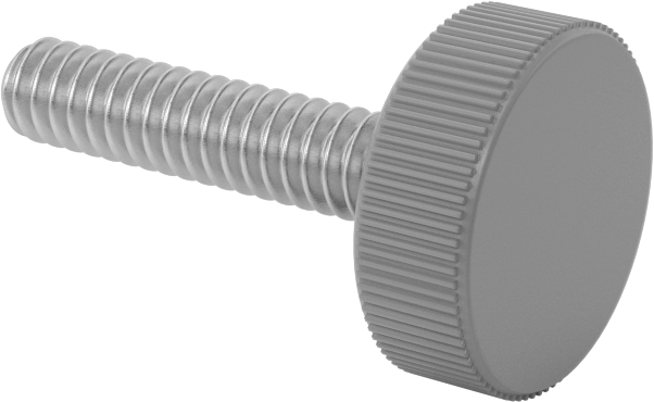 Plastik Başlı Parmak Vidaları, Tırtıklı, 10-24 Diş Boyutu, 7/8" Uzunluk