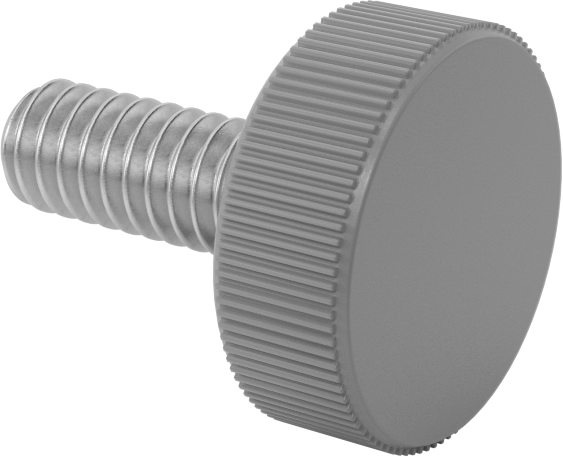 Plastik Başlı Parmak Vidaları, Tırtıklı, 1/4"-20 Diş Boyutu, 5/8" Uzunluk