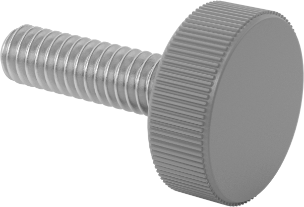 Plastik Başlı Parmak Vidaları, Tırtıklı, 1/4"-20 Diş Boyutu, 7/8" Uzunluk