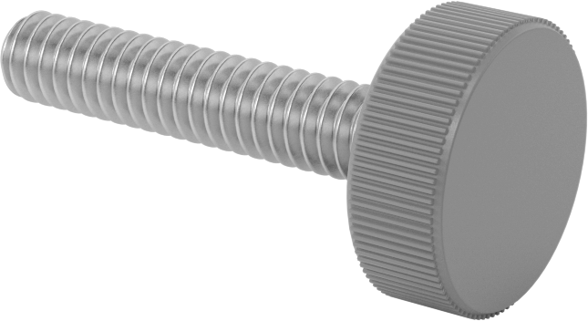 Plastik Başlı Parmak Vidaları, Tırtıklı, 1/4"-20 Diş Boyutu, 1-1/4" Uzunluk