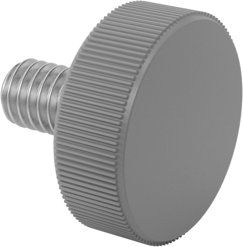 Plastik Başlı Parmak Vidaları, Tırtıklı, 5/16"-18 Diş Boyutu, 1/2" Uzunluk