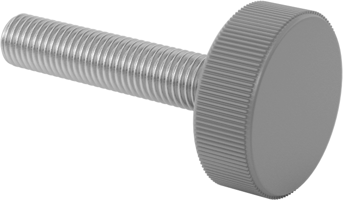 Plastik Başlı Parmak Vidaları, Tırtıklı, 5/16"-24 Diş Boyutu, 1-1/2" Uzunluk