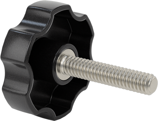 Plastik Başlı Parmak Vidaları, Geniş Tutamak, 1/4"-20 Diş Boyutu, 1-1/4" Uzunluk