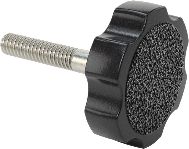 Plastik Başlı Parmak Vidaları, Geniş Tutamak, 1/4"-20 Diş Boyutu, 1-1/2" Uzunluk