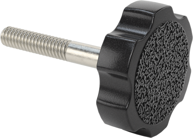 Plastik Başlı Parmak Vidaları, Geniş Tutamak, 1/4"-20 Diş Boyutu, 1-3/4" Uzunluk