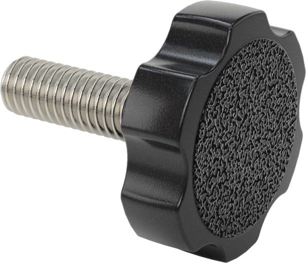 Plastik Başlı Parmak Vidaları, Geniş Tutamak, 3/8"-16 Diş Boyutu, 1-1/4" Uzunluk