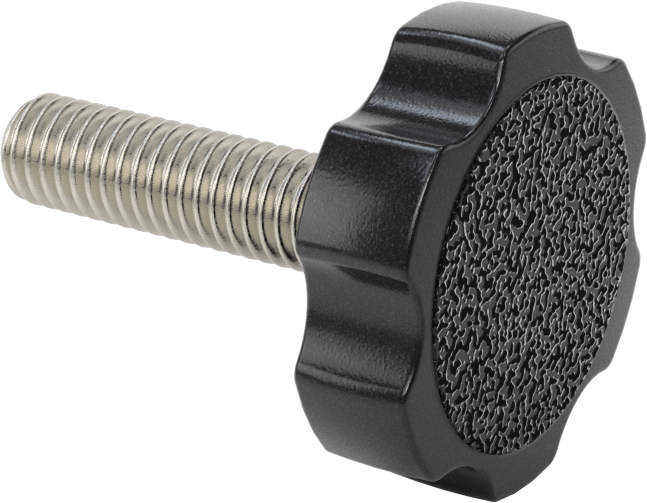 Plastik Başlı Parmak Vidaları, Geniş Tutamak, 3/8"-16 Diş Boyutu, 1-1/2" Uzunluk
