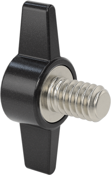 Plastik Başlı Parmak Vidaları, İki Kollu, 1/4"-20 Diş, 3/8" Uzunluk