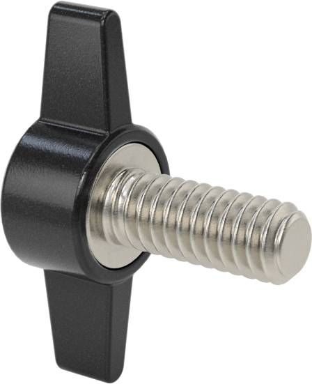 Plastik Başlı Parmak Vidaları, İki Kollu, 1/4"-20 Diş, 5/8" Uzunluk