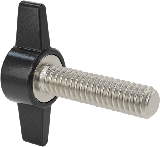 Plastik Başlı Parmak Vidaları, İki Kollu, 1/4"-20 Diş, 1" Uzunluk