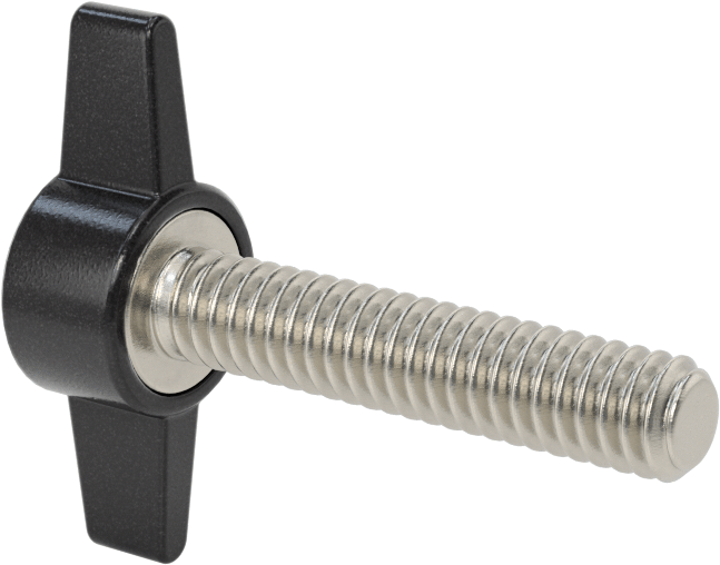 Plastik Başlı Parmak Vidaları, İki Kollu, 1/4"-20 Diş, 1-1/4" Uzunluk