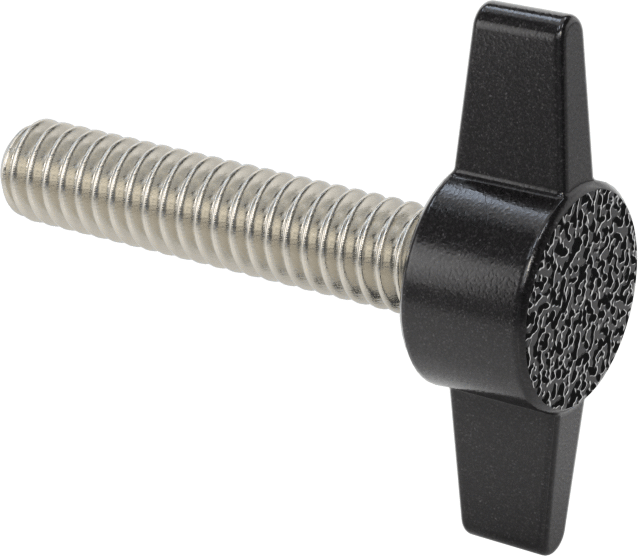 Plastik Başlı Parmak Vidaları, İki Kollu, 1/4"-20 Diş, 1-1/4" Uzunluk