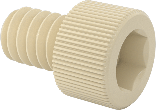 Cam Dolgulu Naylon Soket Başlı Vidalar, 2-56 Diş Boyutu, 1/8" Uzunluk, Krem