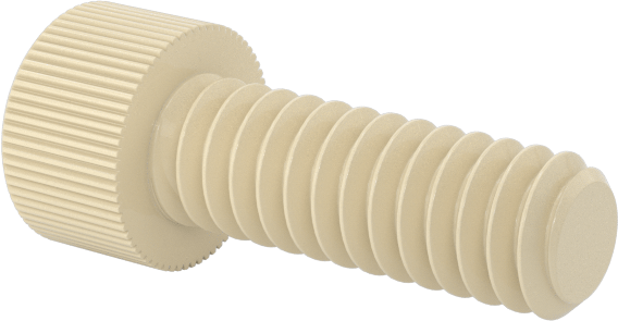 Cam Dolgulu Naylon Soket Başlı Vidalar, 2-56 Diş Boyutu, 1/4" Uzunluk, Krem