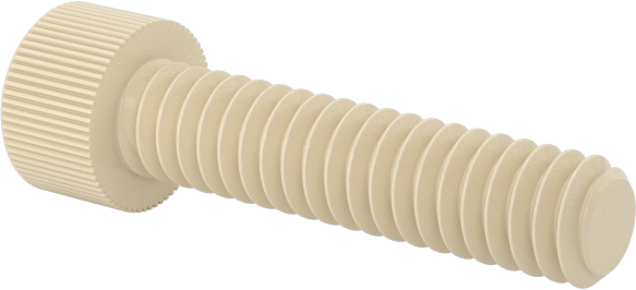 Cam Dolgulu Naylon Soket Başlı Vidalar, 2-56 Diş Boyutu, 3/8" Uzunluk, Krem