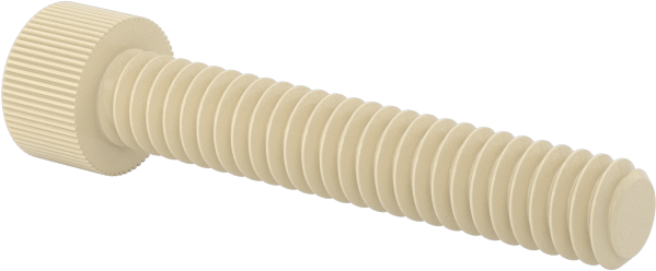 Cam Dolgulu Naylon Soket Başlı Vidalar, 2-56 Diş Boyutu, 1/2" Uzunluk, Krem