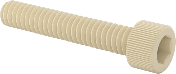 Cam Dolgulu Naylon Soket Başlı Vidalar, 2-56 Diş Boyutu, 1/2" Uzunluk, Krem