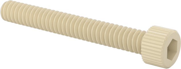 Cam Dolgulu Naylon Soket Başlı Vidalar, 4-40 Diş Boyutu, 7/8" Uzunluk, Krem