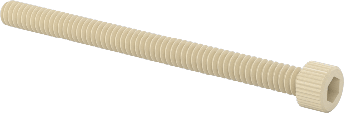 Cam Dolgulu Naylon Soket Başlı Vidalar, 4-40 Diş Boyutu, 1-1/2" Uzunluk, Krem