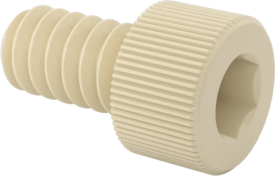 Cam Dolgulu Naylon Soket Başlı Vidalar, 6-32 Diş Boyutu, 1/4" Uzunluk, Krem