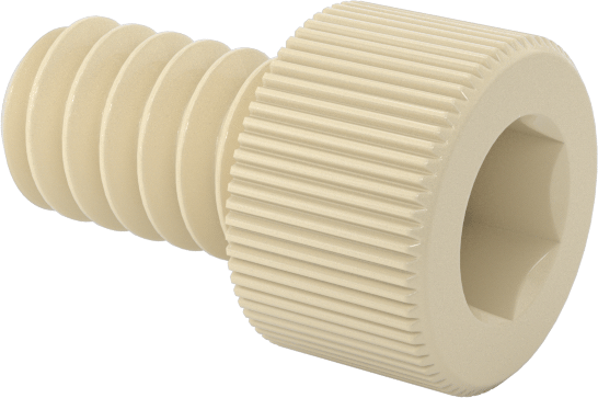 Cam Dolgulu Naylon Soket Başlı Vidalar, 4-40 Diş Boyutu, 3/16" Uzunluk, Krem