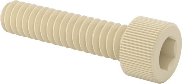 Cam Dolgulu Naylon Soket Başlı Vidalar, 4-40 Diş Boyutu, 1/2" Uzunluk, Krem