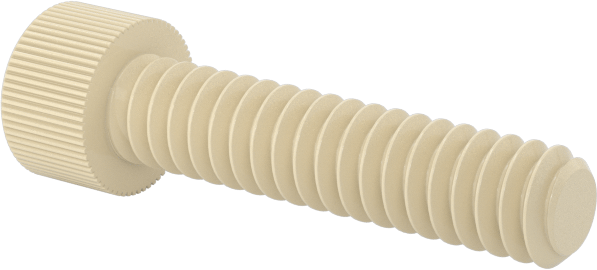 Cam Dolgulu Naylon Soket Başlı Vidalar, 4-40 Diş Boyutu, 1/2" Uzunluk, Krem