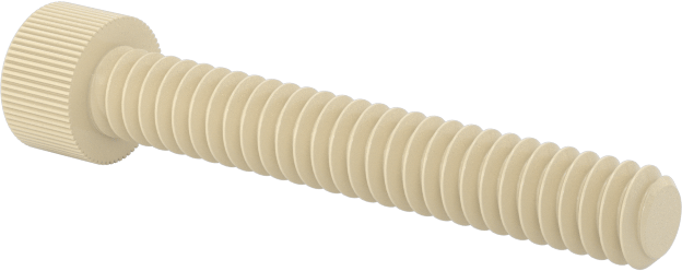 Cam Dolgulu Naylon Soket Başlı Vidalar, 4-40 Diş Boyutu, 3/4" Uzunluk, Krem