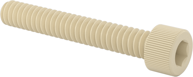 Cam Dolgulu Naylon Soket Başlı Vidalar, 4-40 Diş Boyutu, 3/4" Uzunluk, Krem