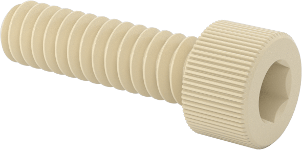 Cam Dolgulu Naylon Soket Başlı Vidalar, 6-32 Diş Boyutu, 1/2" Uzunluk, Krem