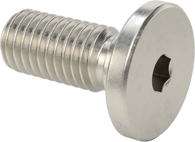 316 Paslanmaz Çelik Ultra Düşük Profilli Soket Başlı Vida, 1/2"-13 Diş Boyutu, 1" Uzunluk