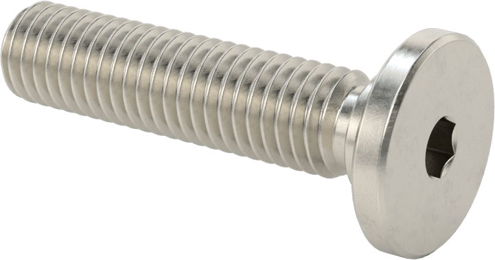 316 Paslanmaz Çelik Ultra Düşük Profilli Soket Başlı Vida, 1/2"-13 Diş Boyutu, 2" Uzunluk