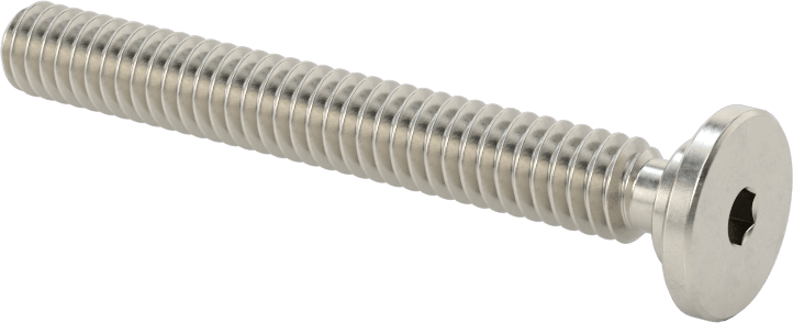316 Paslanmaz Çelik Ultra Düşük Profilli Soket Başlı Vida, 1/4"-20 Diş Boyutu, 2" Uzunluk