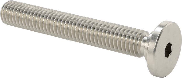 316 Paslanmaz Çelik Ultra Düşük Profilli Soket Başlı Vida, 3/8"-16 Diş Boyutu, 2-1/2" Uzunluk