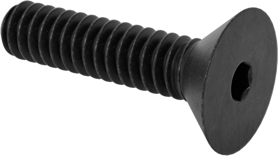 Siyah Oksit Alaşımlı Çelik Altıgen Soketli Düz Başlı Vida, 4-40 Diş Boyutu, 1/2" Uzunluk