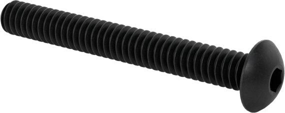 Siyah Oksit Düğme Başlı Altıgen Soketli Vida, Alaşımlı Çelik, 0-80 Diş Boyutu, 1/2" Uzunluk