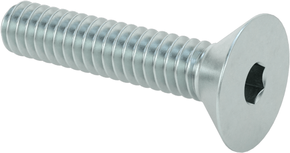 Çinko Kaplı Alaşımlı Çelik Altıgen Soketli Düz Başlı Vida, 3-48 Diş Boyutu, 1/2" Uzunluk