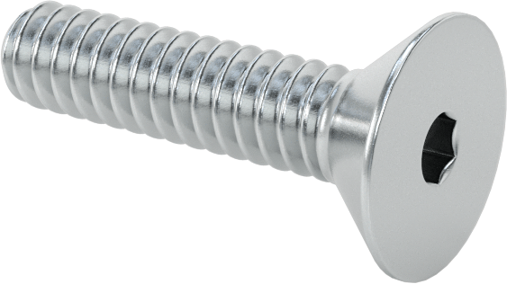 Çinko Kaplı Alaşımlı Çelik Altıgen Soketli Düz Başlı Vida, 4-40 Diş Boyutu, 1/2" Uzunluk